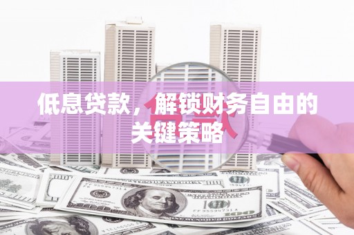普格低息贷款，解锁财务自由的关键策略