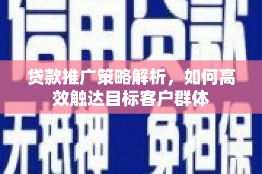 普格贷款推广策略解析，如何高效触达目标客户群体