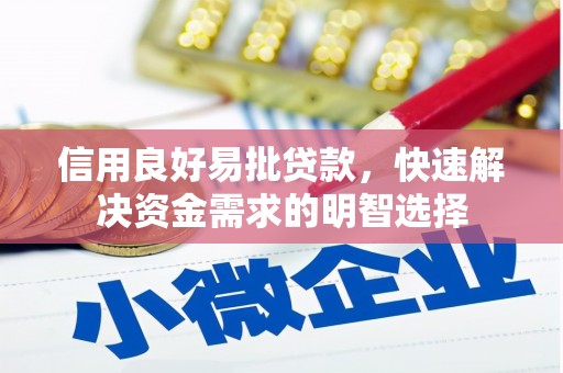 普格信用良好易批贷款，快速解决资金需求的明智选择