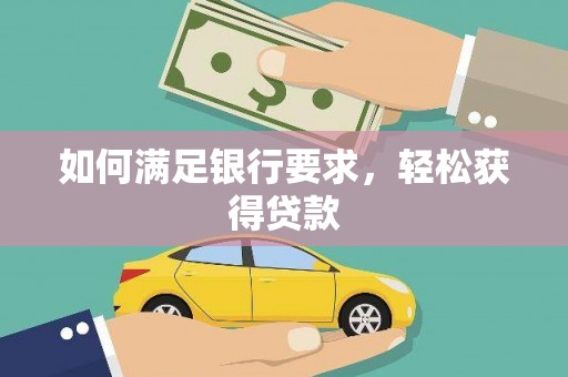 普格如何满足银行要求，轻松获得贷款