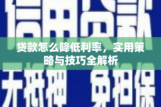 普格贷款怎么降低利率，实用策略与技巧全解析