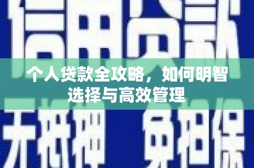普格个人贷款全攻略，如何明智选择与高效管理