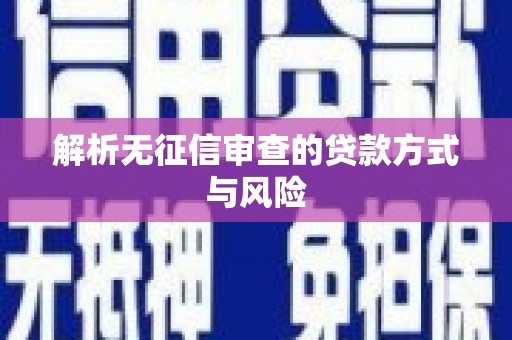 普格解析无征信审查的贷款方式与风险