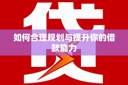 普格如何合理规划与提升你的借款能力
